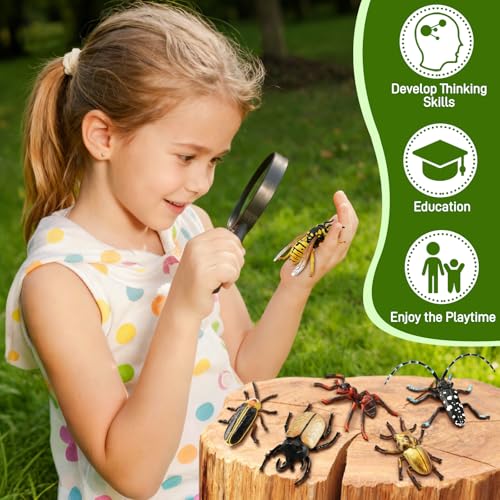 Toymany 12PCS Realistic Insects Figurines Toys - Plastic Bugs Figures Set with Cricket Bee Ant Dung Beetle, Educational Toy Cake Toppers Christmas Birthday Gift for Toddlers Kids - style: Insects-1