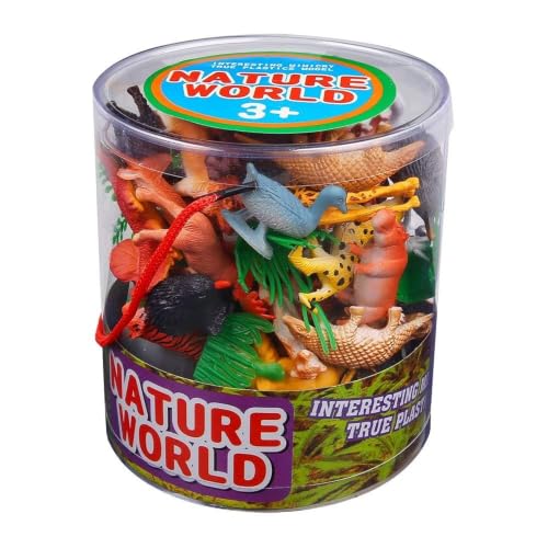 54 Pack Mini Animal Figures Bulk, Jungle and Safari Animals Set for Kids | Gift Box Included, with Realistic Wild Creatures Toy for Learning, Sensory Bins and Party Favors for Boy Girl and Toddler
