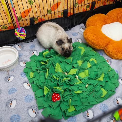 Rabbit Foraging Mat, Interactive Bunny Snuffle Feeding Toy | Soft Indoor Enrichment Pet Toy for Guinea Pig, Hamster, Chinchilla, Puppy, Kitten, Small Animals