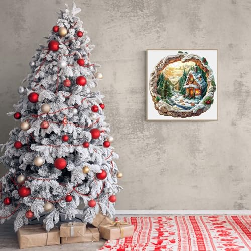 Wooden Puzzles Adults, 3D Christmas House Wooden Puzzles 270 Pieces, Unique Animal Shaped Wood Challenging Jigsaw Puzzles Gifts for Adults, 13.4x13.1in - color: 3d Christmas House, size: Large