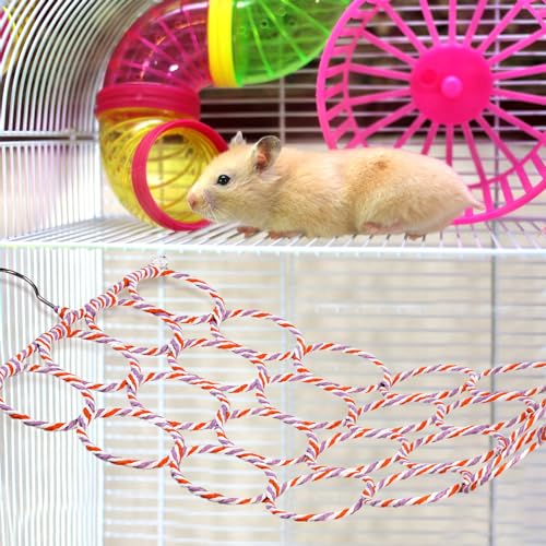 Yopay 4 Pack Parrot Bird Swing Hanging Toys, Rat Climbing Ladder Rope Perch, Net Toy for Cage, Mouse, Mice, Parakeets Cockatiels Conures Lovebirds, Multiple Purpose Scarf Hanger