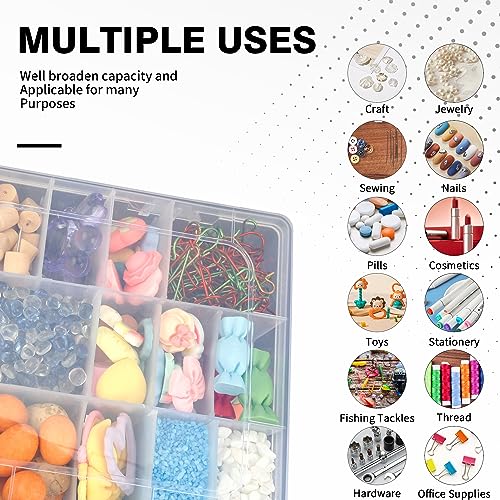 OALCQ Plastic Storage Box with 24 Grid, 100 PCS Animal Stickers, Small Organizer Container for Beads & Screws, Dividers Case for Craft Jewelry Screws Tackle Accessories - style: animal