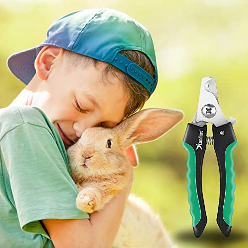 Candure Dog Nail Clippers Professional Pet Nail Clipper Suitable for Cats, Rabbits and Guinea Pigs - Safety Lock/Protective Guard to Avoid Over Cutting (Green, Medium to Small) - color: Green, size: Medium to Small Pets