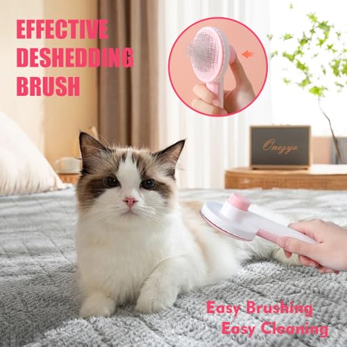 Cat Brush for Shedding 5pcs - Long Haired Cats Brush, Indoor Cats Brush, Small Dogs Brush, Matted Fur Hair Brush with Flea Comb Set, Pink - color: Pink Short