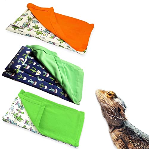 Dnoifne Reptile Sleeping Bag, Reptile Pets' Sleeping Bag Set with Pillow and Blanket, Hideout Habitat with Soft Warm for Bearded Dragon Leopard Gecko Lizard (Blue) - size: Blue Rectangle