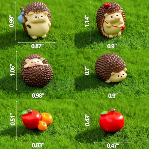 6 PCS Hedgehog Decor Car Dashboard Decorations, Fairy Garden Accessories | Kiofs Mini Hedgehog Figurines Car Gifts for Women Interior, Cute Desk Pets