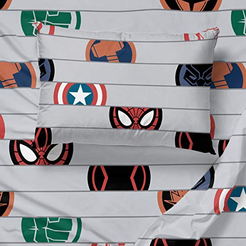 Jay Franco Kids Sheet Set with Fitted, Flat Sheets & Pillow Cover - Ultra-Soft Bedding with Pillowcase for Room Decor, Gray - Avengers, 3 Piece Twin - color: Gray - Avengers, size: 3 Piece Twin