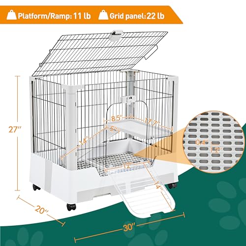 Yaheetech 30'' Small Animal Cage 2-Level Open Top Rabbit Cage on Wheels with Pull-Out Tray for Guinea Pig, Ferret, Chinchilla, Kitten, Bunny Small Animal Hutch, 30'' W × 20'' D × 27'' H - size: 30.0"L x 20.0"W x 27.0"H
