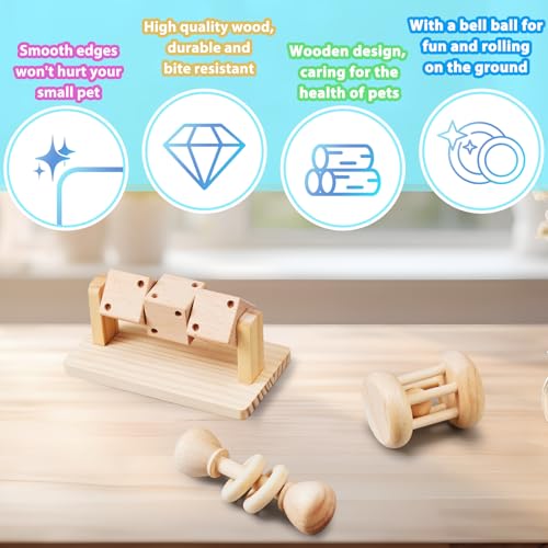 AOWPFVV Wooden Hamster Toys,Safe Rabbit Toys for Guinea Pigs | Small Animals,Chinchillas, Gerbils, Rats, Bunny,Rodents Teeth Care Toys for Cage