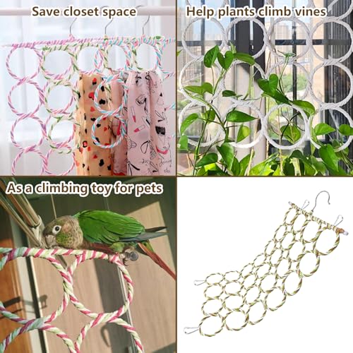 2 Pcs Bird Swing Climbing Rope Net Toys 14" x 24" Parakeet Hemp Rope Perch Swing Ladder Bridge Hanging Hammock Small Animal Activity Toy for Parrot Lovebirds Hamster Mice Rat Ferret (Random Color)