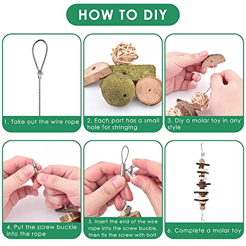 KATUMO Rabbit Chew Toys, Bunny Toys Apple Wood Grass Timothy Treat | DIY Hamster Chew Kit Bunny Teeth Care Molar Toys, Ideal for Rabbit, Guinea Pig, Chinchilla, Hamster, Squirrel, Gerbils - style: 74 PCS