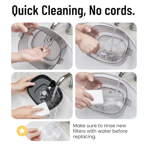 Veken 85oz/2.5L Cat Water Fountain with Detachable Tank & Secure Clips | Easy to Clean & Assemble, Quiet Operation & LED Light, Pet Drinking Dispenser, Gifts, Cats, Dogs and Small Pets, Black - color: Black
