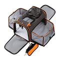 Pet Carrier Airline Approved, 17x11x11 TSA Travel Carrier | 5-Side Expandable Entry, Lightweight Alloy Frame, Collapsible Storage, Washable Wool Mat, Comfortable Bag for Cats & Dogs