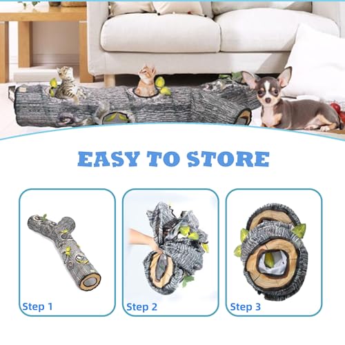 Cat Tunnel,Cat Tunnels for Indoor Cats,Tree Trunk Play Toy for Large Cats、Kitten and Other Small Animals to Chase and Play,Foldable Easy to Store,Cat Tube Toys Long 59" - color: 59"-Cat Tunnel Toy Tree Trunk