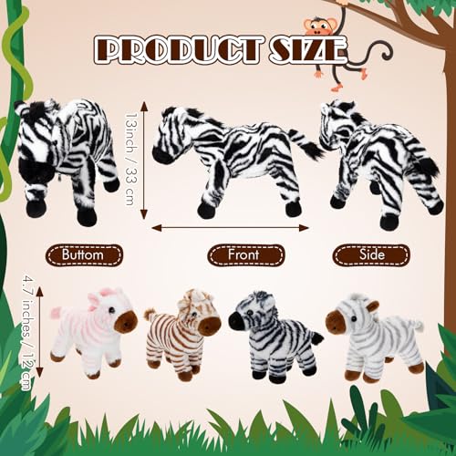 Hollowfly 5 Pcs Zebra Plush Toy Gift Set 12.6" Mommy Zebra with 4 Cute Babies Stuffed Animal in Zippered Belly Nurturing Plushies Toys for Christmas Kid Adults Forest Themed Birthday Party Favor Gifts - style: Zebra