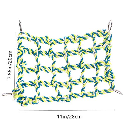 Litewoo Bird Climbing Cotton Rope Net Toy Grid Hammock for Parrot Rat Chinchilla Ferret Swing Thick Chew Rope Hammock Hanging Toys Cage Accessory (Small Size) - color: S: 7.87 x 11.02inch/ 20 x 28cm