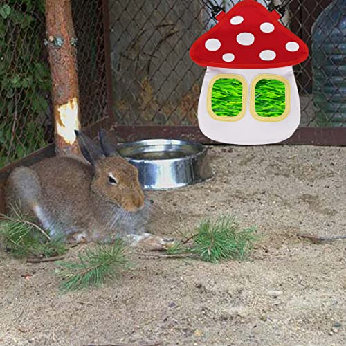 Bunny Hay Feeder, Hanging Rabbit Hay Feeder Bag for Bunnies Guinea Pigs Chinchillas Hamster