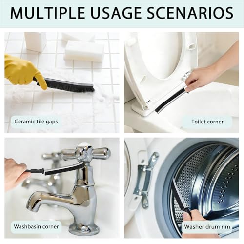 Crevice Cleaning Brush Set, Multi-Purpose Hard Bristle Brushes for Deep Cleaning Kitchen, Bathroom, Grout, Sink, Cup, Teapot, Bottle, Blender, Corners, Tight Spaces & More (12)
