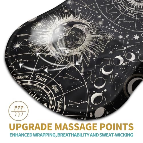 Hokafenle Ergonomic Mouse Pad Wrist Support with Massage Design, Wrist Rest Pain Relief Mousepad with Memory Foam&Non-Slip PU Base,Mouse Pads for Wireless Mouse (12x8 inch,Tarot Constellation) - color: HK008-Tarot Constellation