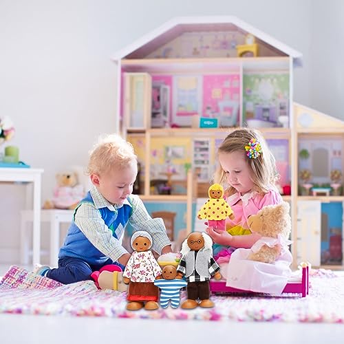 ONEST 11 Pieces Wooden Dollhouse Family Set Mini People Figures Sets Dollhouse Dolls Wooden Doll Family Pretend Play Figures Accessories for Pretend Doll House Toy - style: Bright Style