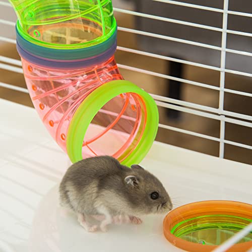 PawHut Extra Large 23" Hamster Cage with Tubes and Tunnels, Portable Carry Handles, Rat House and Habitats Big 5-Tier Design, Mouse Cage Includes Exercise Wheel, Water Bottle, Food Dish, Light Blue | Portable Carry Handles, Rat House and Habitats, Big 5-T