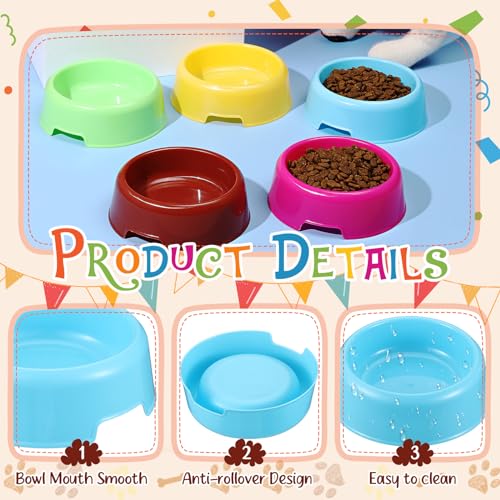 24 Pcs Puppy Dogs Birthday Party Supplies Plastic Dog Bowls Bulk Reusable Food Feeding Water Pet Bowl for Cat Paw Party Favor, Blue, Yellow, Pink, Coffee, Orange, Green