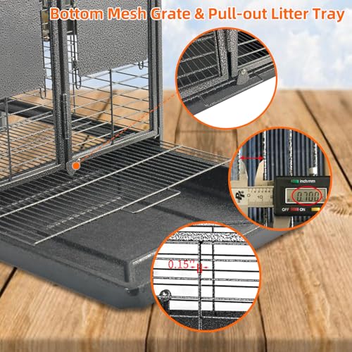Portable Bird Travel Carrier Cage Black 19 Inch with Handle Wooden Perch,Parrot Travel cage Medium Birds for Cockatiels, Conures