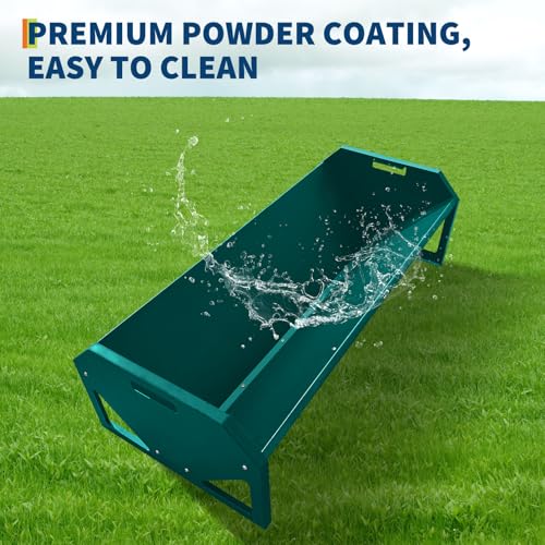 22 Gallon Capacity Livestock Feeder, 45" Hay Feeder for 10 Sheep Once, Heavy Duty Steel Livestock Feeding Trough for Horse, Goat, Sheep, Cattle, Cow, Alpaca, Dark Green | Heavy Duty Steel Livestock Feeding Trough for Horse, Goat, Sheep, Cattle, Cow, Alpac