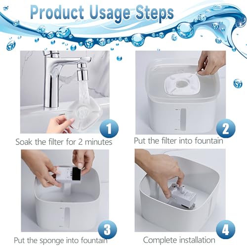 34 Pcs Cat Fountain Filters Replacement Compatible with VEKEN 95oz/2.8L Cat Water Fountain Filters Automatic Dog Water Fountain Filters Pet Fountain