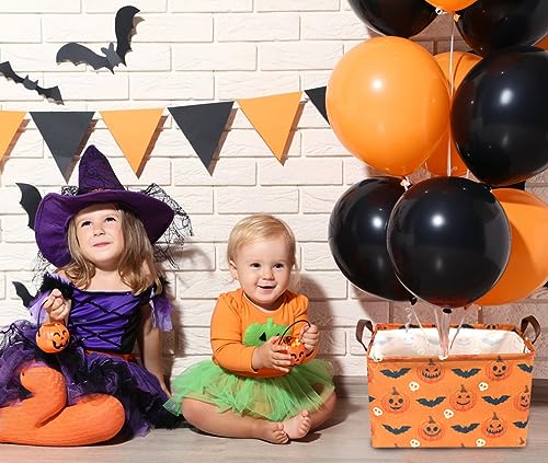 Rectangular Halloween Baskets,Pumpkin Basket for Kids with Handles. Candy Basket,Books Bins. (Halloween Pumpkin) - color: Halloween Pumpkin