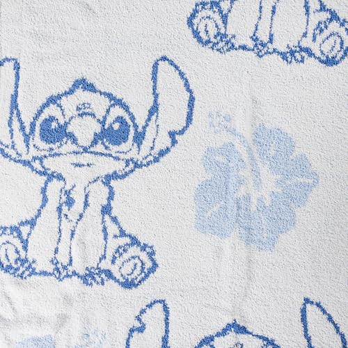 Jay Franco Disney Lilo and Stitch Feather Knit Fluffy Throw Blanket - Blue Floral Fuzzy Blanket Measures 50 x 60 Inch | Super Soft Lightweight Bedding - color: Blue - Stitch