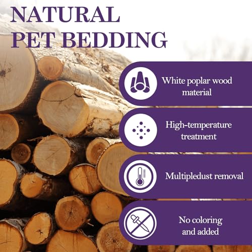 Natural Aspen Shavings Pet Bedding 4.5 Lb, Low-Dust & Chemical-Free, Ultra-Absorbent Cage Litter for Hamsters, Rabbits, Gerbils & Small Animals, Biodegradable Wood Shavings（70L Before Compression）