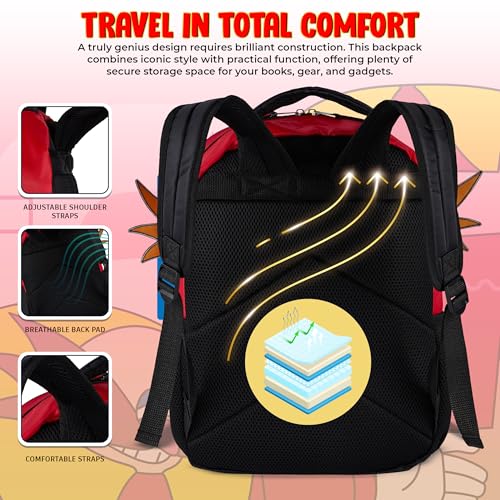 AI ACCESSORY INNOVATIONS Sonic The Hedgehog Backpack for Boys & Girls, Dr. Eggman Big Face 16 Inch Schoolbag with Dr. Eggman Rubber Molded Dangle - style: Dr. Eggman