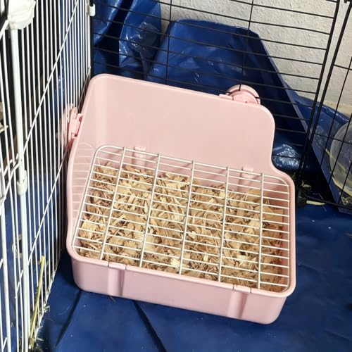 kathson Guinea Pig Litter Box,Bunny Potty Training,Plastic Square Small Animal Toilet,for Hamster Chinchilla Ferret Hedgehog Gerbil (Pink)