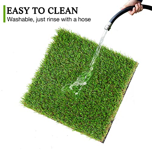 GLOBREEN Artificial Grass Squares Placemats Green Easter Table Centerpiece Decor Golf Theme Party, Birthday, Baby Shower, Dining, 12" x 12", 6 Pack - size: 12" x 12"/6PCS