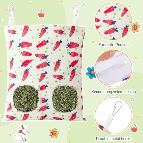 UPINS 2Pack Guinea Pig Hay Feeder Bag,Bunny Rabbit Cage Bag Hanging Holder | Guinea Pig Cage Feeder,for Bunny Rabbits,Chinchillas,Hamsters,Small Pets,and Animals - color: Red Green, size: 28 x 25 cm