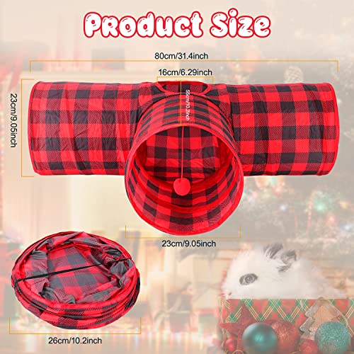 BWOGUE Bunny Tunnels & Tubes Collapsible 3 Way Bunnys Hideout Small Animal Activity Tunnel Toys for Dwarf Rabbits Guinea Pigs Kitty - color: Plaid