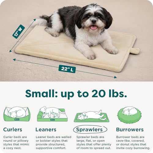 FurHaven ThermaNAP Self Warming Cat Mat, Dog Bed for Crates with Self-Warming Technology for Cozy Rest, Fully Machine Washable, Small, Plush Faux Fur, Cream - color: Cream, size: Small - 22"L x 17"W