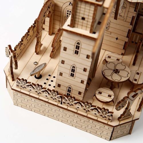 3D Wooden Puzzle for Adults, Animals Forest Party DIY Wooden Music Box with LED Light, Self-Assembly Mechanical House Building Kit Handicraft, Birthday Gift for Women Men, Home Decor, 174 pcs - style: Forest Party House