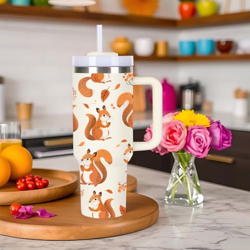 momocici 40oz Squirrels Tumbler with Handle Gifts for Women.Squirrel Lover Cups Tumbler Gifts for Women.40 oz Birthday Christmas Squirrel Cup Tumblers for Squirrels Lover. - style: Squirrel