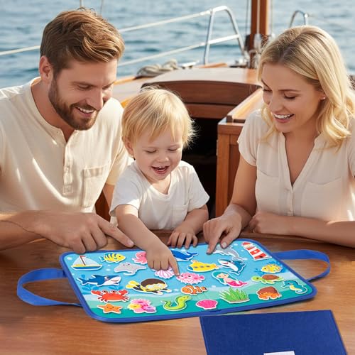 WATINC Travel Felt Board Story Set - 25PCS Portable Felt Board Educational Birthday Gift for Boy Girl Toddler, Under the Sea Storytelling Preschool Early Learning Interactive Play Kit (Ocean Animals) - style: Ocean Animals