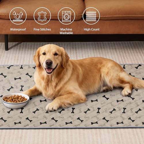 Eterish Reusable Washable Pee Pads for Dogs Large/Extra Large 36'' x 41'' 2 Pack, Absorbent Pet Puppy Dog Training Pads Non-Slip, Waterproof Whelping Potty Pads for Dogs Leak-Proof - color: Khaki/Bone, size: 2 Pack (36"x41")