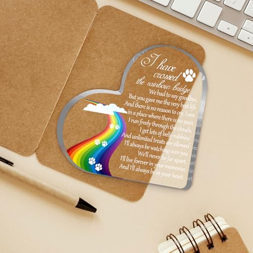 Pet Memorial Gifts, Sympathy Gift for Loss of Dog Cat, Pet Memorial Acrylic Rainbow Bridge Decorations Condolences Gifts for Pet Loss Remembrance Keepsake - color: Rainbow bridge