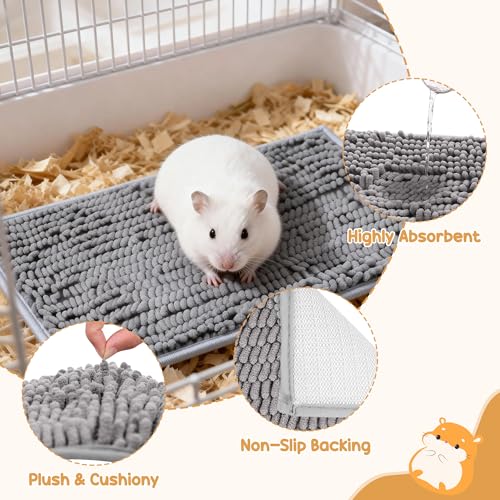 6 Pcs Guinea Pig Cage Liner, 20x12 Inch Washable Fleece Bedding Mats | Reusable Guinea Pig Bedding & Pee Pads for Small Animals, Rabbit - color: Gray, size: 20x12 Inch