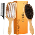 Sofmild Hair Brush Set with Bamboo Detangling Brush and Boar Bristle Brush | 2 Pack HairBrush Set for Women Men Kids, Bamboo Detangler Brush for Thick Hair and Boar Bristle Hair Brush for Fine Thin Hair - color: Black White