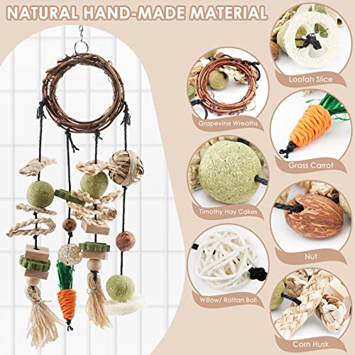 Bissap Bunny Chew Toy, Rabbits Cage Hanging Chew Toys and Treats Grapevine Wreaths Rattan Ring with Snacks for Guinea Pigs Chinchillas Hamsters Rats and Other Small Pets Teeth Grinding - size: 1 PCS