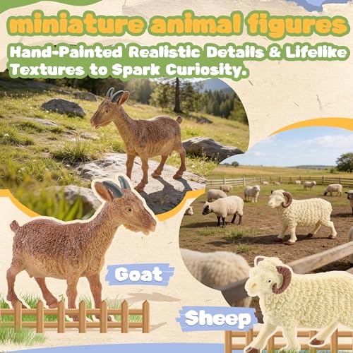 10-Piece Realistic Farm Animal Figures, Educational Toys for Toddlers 3-5 Years Old, Sensory Play & Learning Toys for Preschool Kids, Boys & Girls