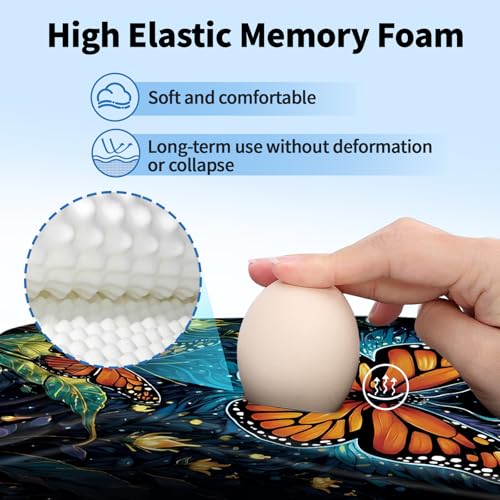 YIWEI Ergonomic Mouse Pad with Wrist Rest for Carpal Tunnel Pain Relief | Memory Foam Wrist Support,Non-Slip Rubber Base, Keyboard Computer Mousepad,Lycra Cloth Surface,Gaming Home Office - color: Butterfly