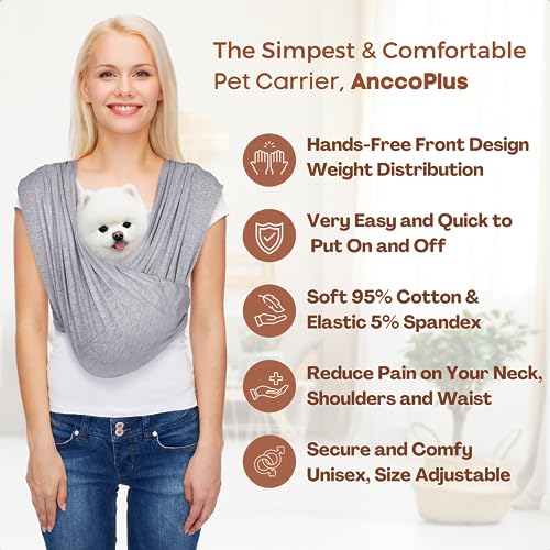 Small Dog Sling Carrier, Hands-Free, Heather Gray, Regular | Patented Front Carrier Reduces Back and Neck Strain; Adjustable, Soft Cotton, 3D Air Mesh for Puppies & Cats up to 20 lb - color: Light Heather Gray, size: Regular