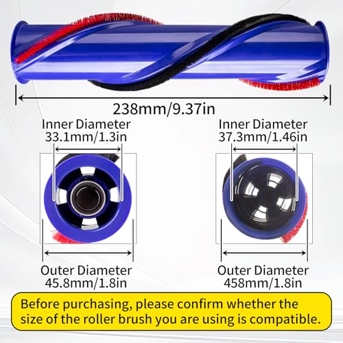 For Dyson V6 Replacement Parts: Brush Roller For Dyson V6 Roller Brush Replacement Animal Absolute Cordless Vacuum Attachments, Part No. 966821-01, 966084-01 (4-Prong, tip is 45mm)